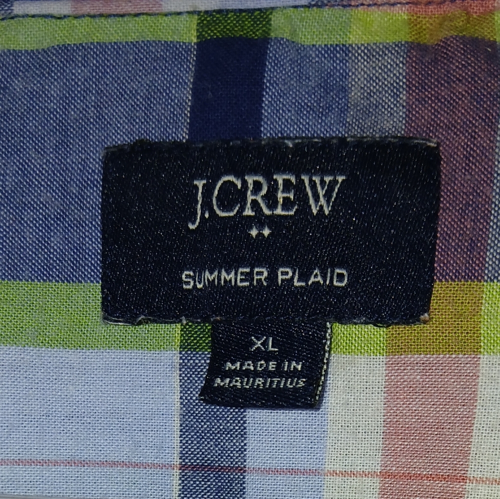 J Crew Men's Summer Plaid Long Sleeve Shirt Size XL - Picture 4 of 5